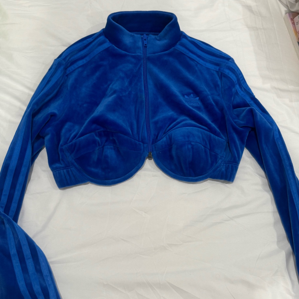 Jeremy Scott adidas Originals JS Track Crop Top Jacket Velour H50965 LARGE